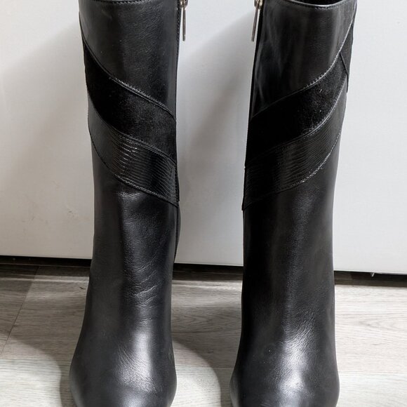 $550 AQUATALIA Miranda nap POINTY TOE STILETTO HEEL Leather/suede BLACK Size 8M - Picture 2 of 9